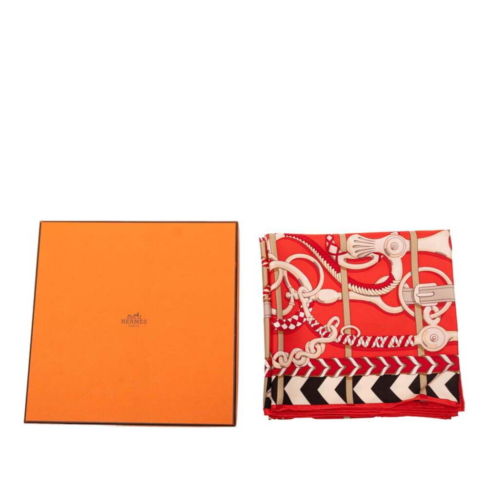 HERMES Red Silk Scarf - Picture 7 of 7